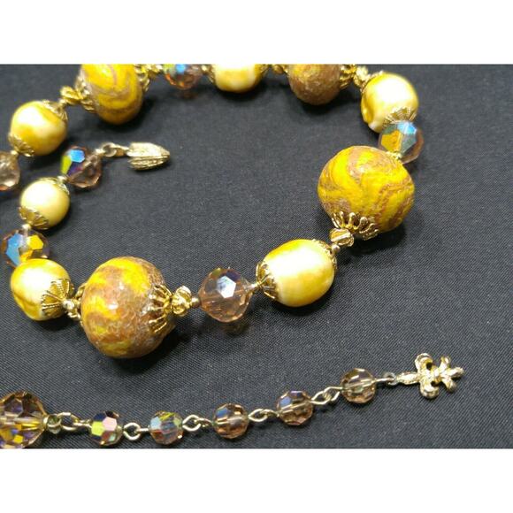 Vintage Vendome Art Bead Necklace Faux Baroque Pearls & AB Crystals 1960s - Picture 10 of 10